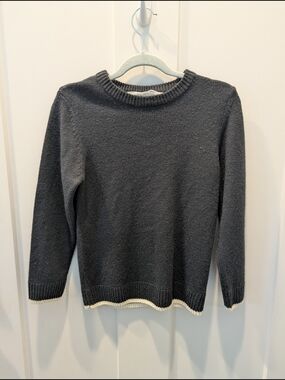 H&M Charcoal Gray Crewneck Sweater with Cream Trim - Kids